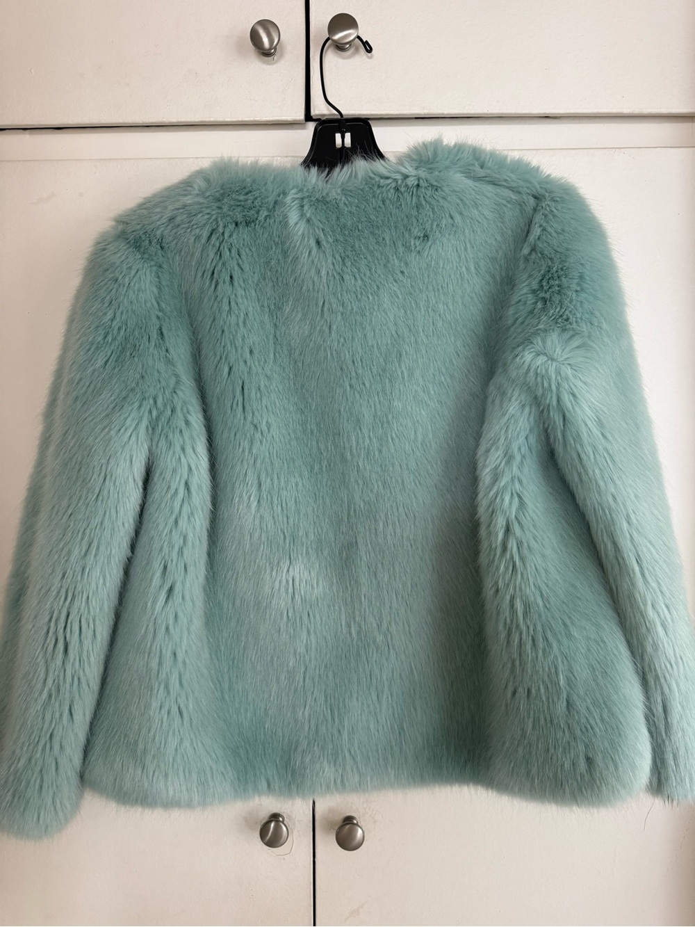 Zara Trafaluc Mint Green Faux Fur Jacket Small - Picture 2 of 3